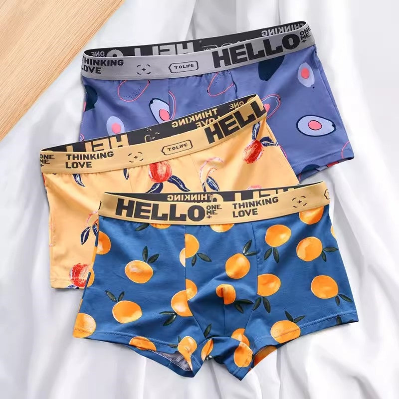 Men Underwear Boxer Shorts Men's Panties Cotton Boxer Men Cartoon Fruit Underpants Breathable Comfortable Moisture Male Boxers