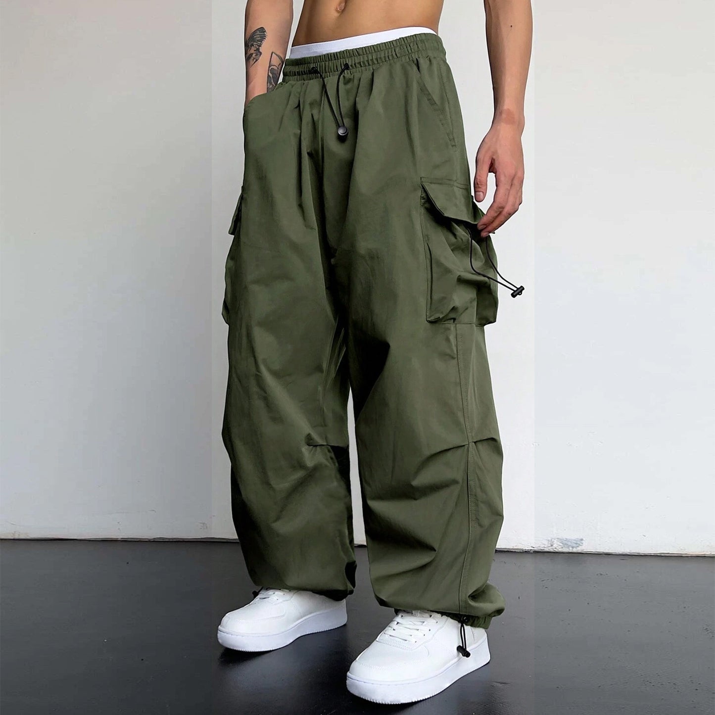 Y2K Streetwear Cargo Pants Men Casual Vintage Baggy Wide Leg Straight Trousers Jogger Big Pockets Oversize Overalls Sweatpants