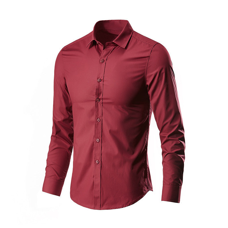 All Season Fashion Men's Business Dress Slim Fit Working Shirt Anti-Wrinkle Solid Long Sleeve Social Formal Shirts For Men