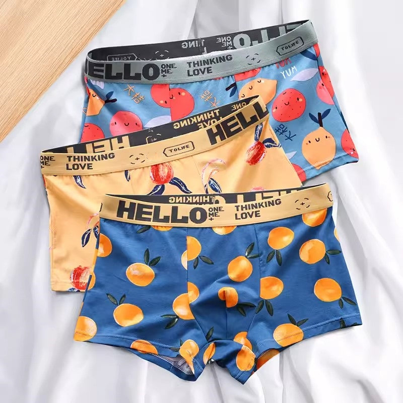 Men Underwear Boxer Shorts Men's Panties Cotton Boxer Men Cartoon Fruit Underpants Breathable Comfortable Moisture Male Boxers