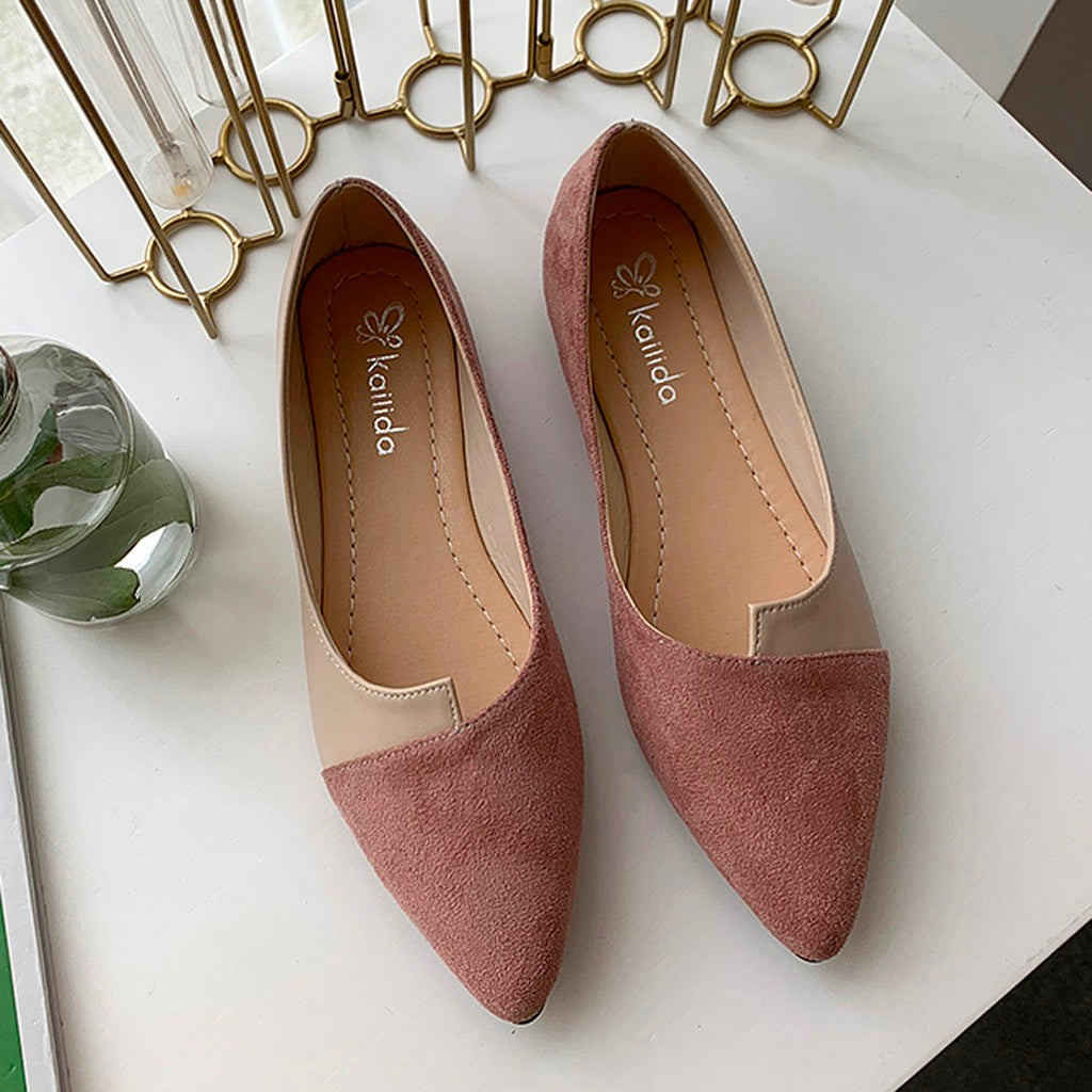 Pointed Toe Flat Shoes Women Solid Patchwork Slip On Shoes Casual Breathable Ballet Flats Daily All-Match Comfort Loafers Shoes