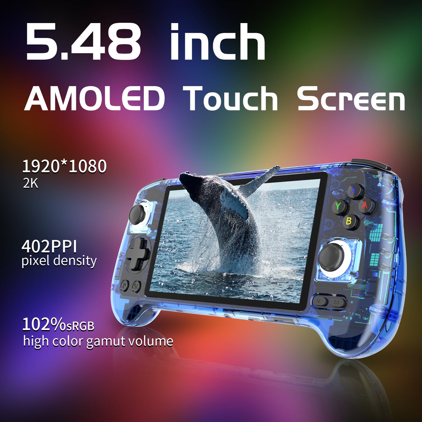 ANBERNIC RG556 Retro Handheld Game Console Android 13 System 5.48 inch AMOLED Screen T820 Video Player Built-in Hall Trigger Fan