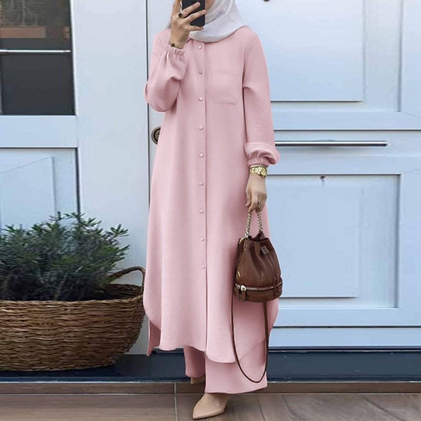 Dress Solid Dubai Outfits Turkish Muslim Abaya Islamic Dresses +Pants Women Ramadan Eid Abayas Caftan Kaftan Elegant Vestidos