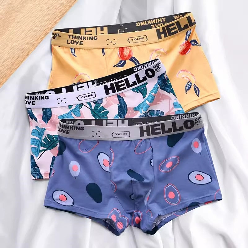 Men Underwear Boxer Shorts Men's Panties Cotton Boxer Men Cartoon Fruit Underpants Breathable Comfortable Moisture Male Boxers