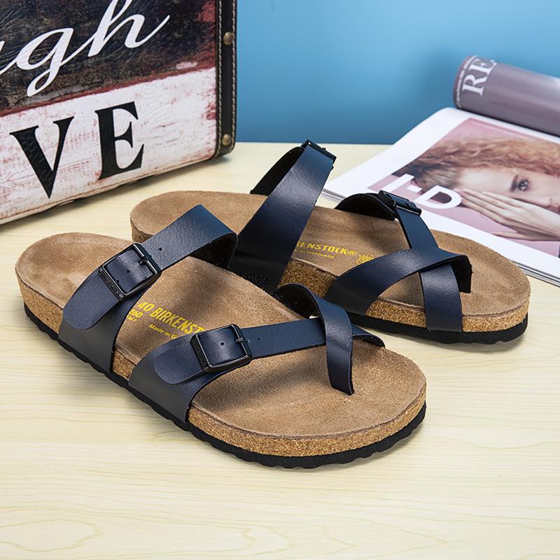 2024 Women Cork Flat Shoes Fashion Shoes Outdoors Beach Male Slippers New Casual Round Toe Buckled Flat Sandals Unisex Summer