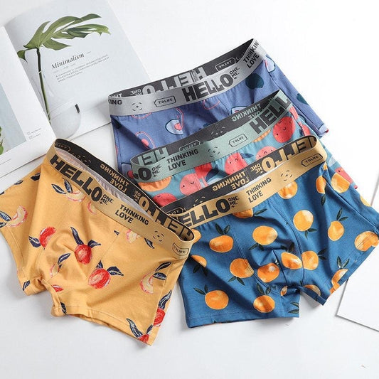 Men Underwear Boxer Shorts Men's Panties Cotton Boxer Men Cartoon Fruit Underpants Breathable Comfortable Moisture Male Boxers