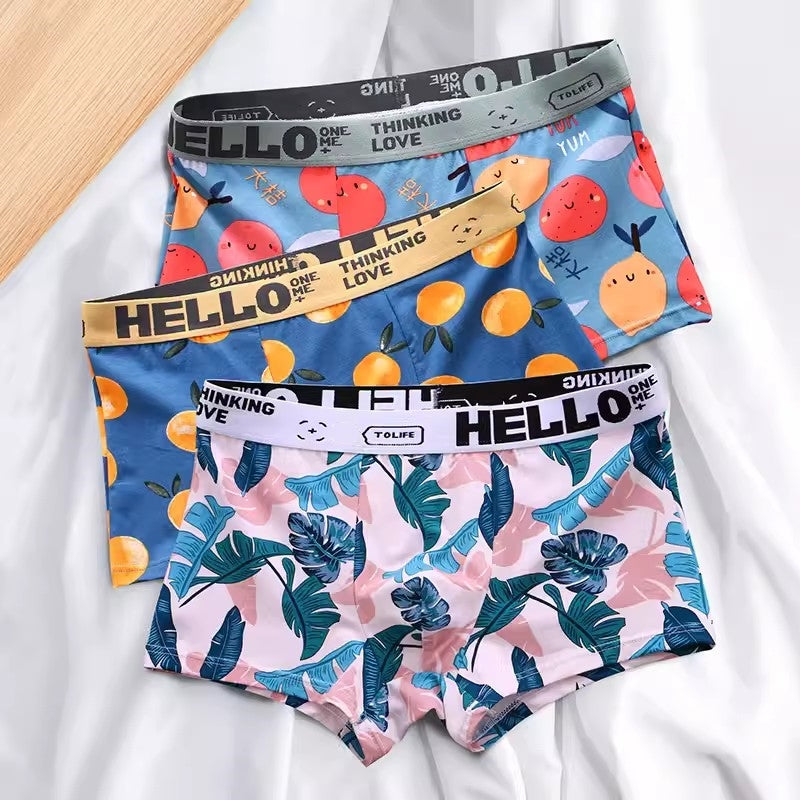 Men Underwear Boxer Shorts Men's Panties Cotton Boxer Men Cartoon Fruit Underpants Breathable Comfortable Moisture Male Boxers