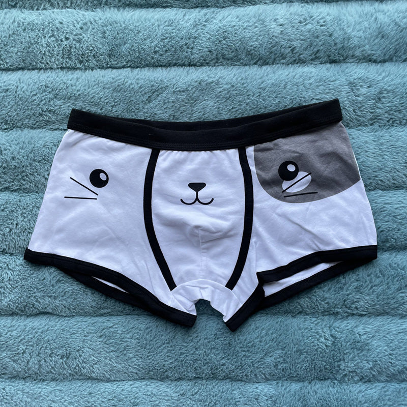 Men Panties Cotton Boyshorts Men Funny Cat Sports Boxer Shorts Panties Cartoon Printed U Convex Male Men's Underwear