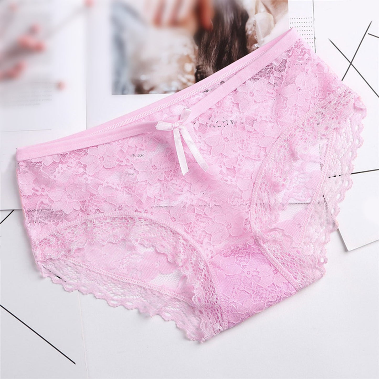 Women Lace Panties Underwear Sexy Hollow Out Women's Lace Sexy Panties Hollow Mesh Trousers Bow Low Waist Panties трусы женские