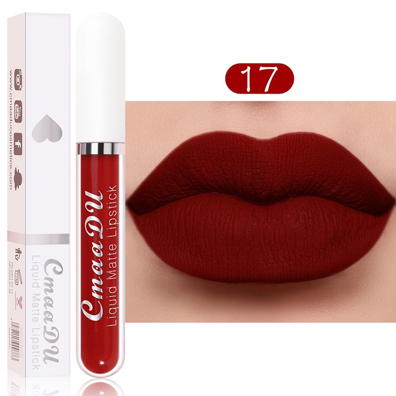 Sexy Long Lasting Velvet Matte Lip Gloss Liquid Lipstick Lip Makeup Women Beauty Red Nonstick Cup Waterproof Lip Gloss