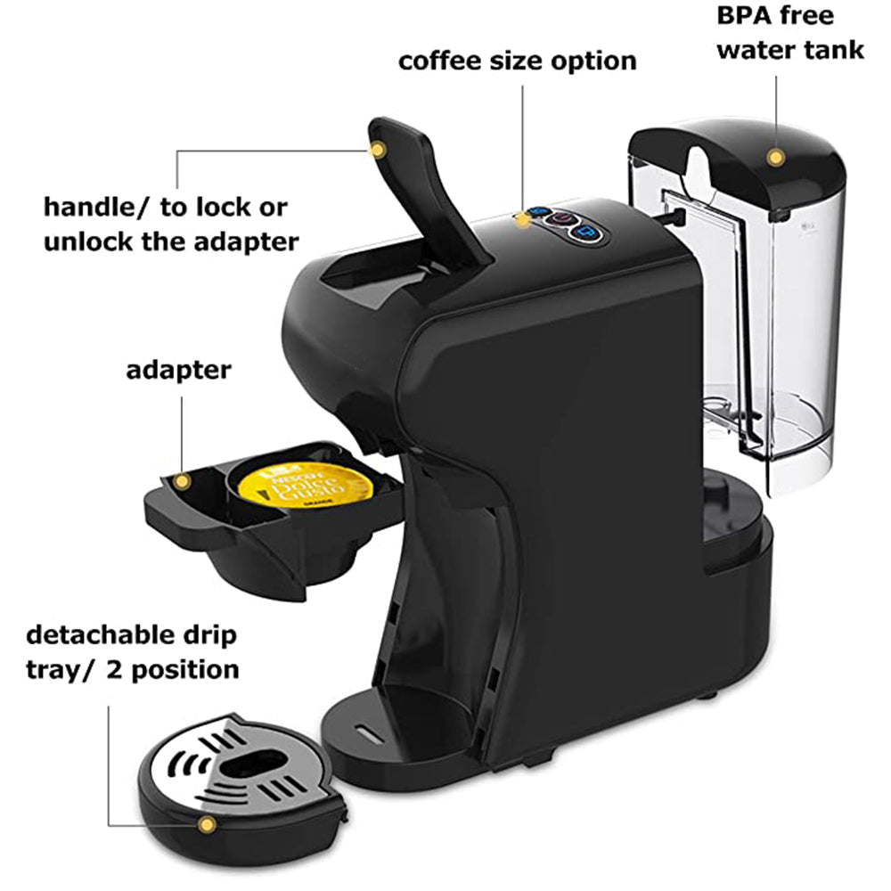 Espresso Capsule Coffee Machine Maker 1600W 19 Bar 3in1 Multiple Cafetera Pod Coffee Maker Dolce Milk&Nxpresso &Powder