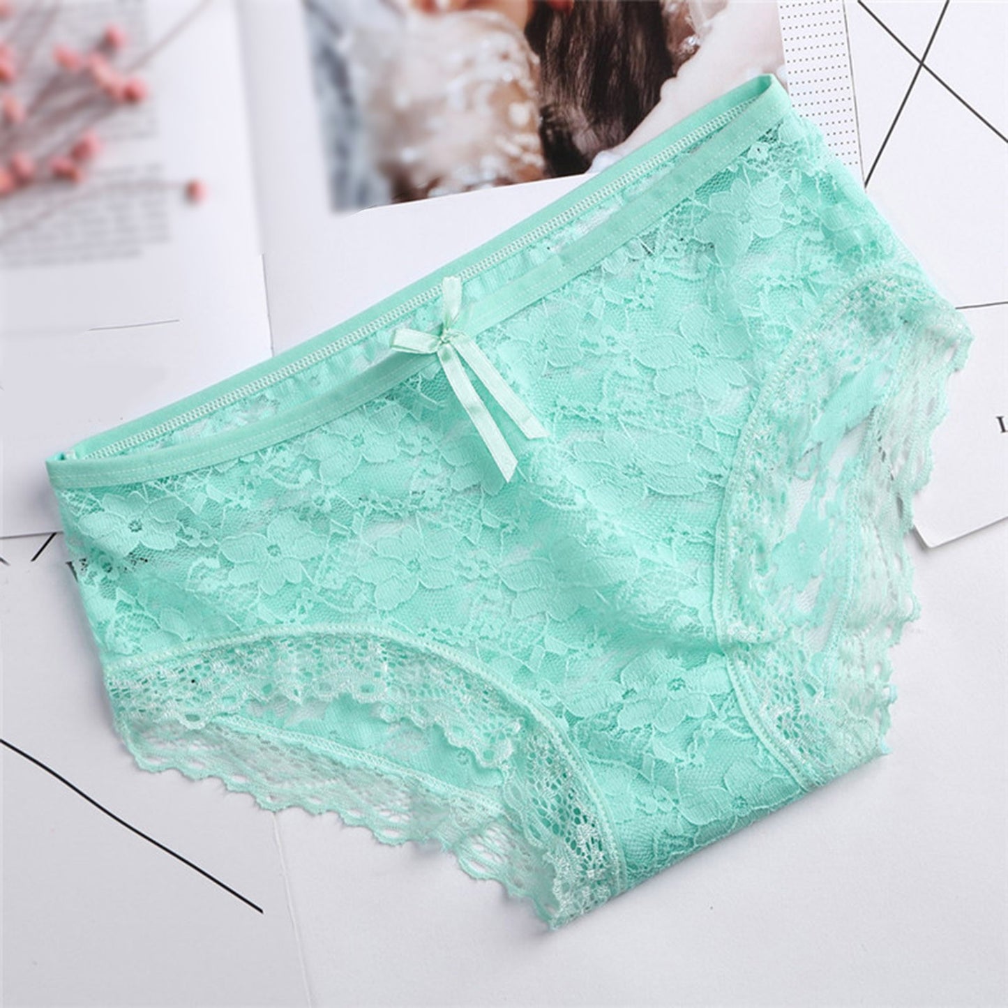 Women Lace Panties Underwear Sexy Hollow Out Women's Lace Sexy Panties Hollow Mesh Trousers Bow Low Waist Panties трусы женские