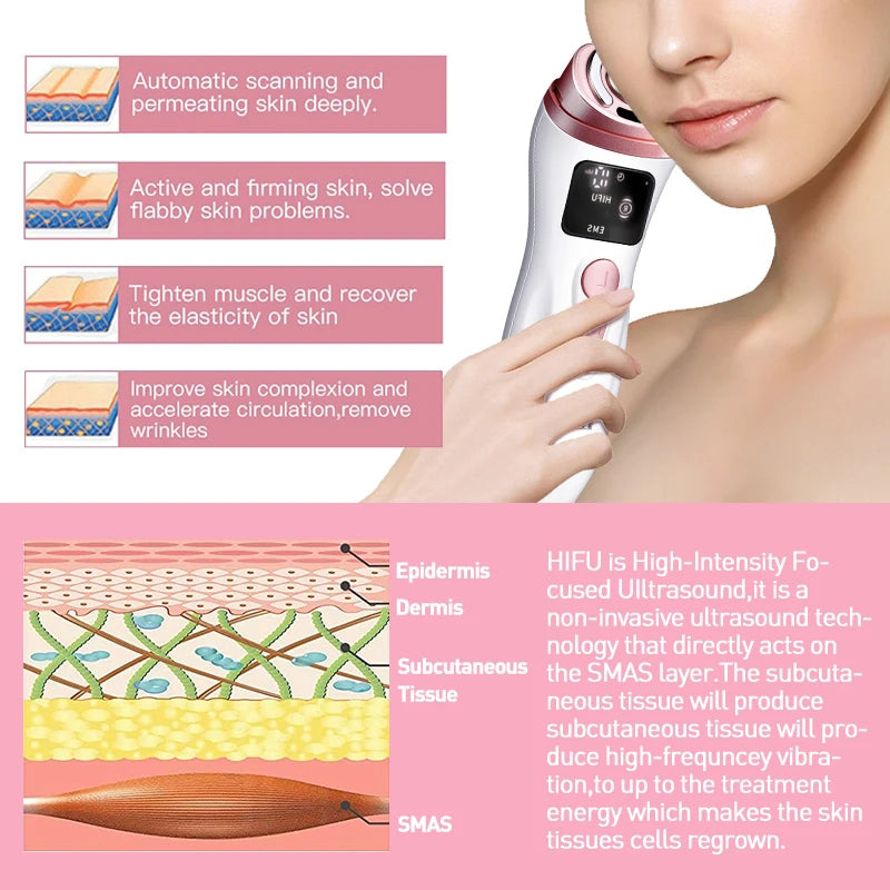 New mini HIFU ultrasonic machine EMS micro current facial beauty instrument firming skin care anti-wrinkle tool