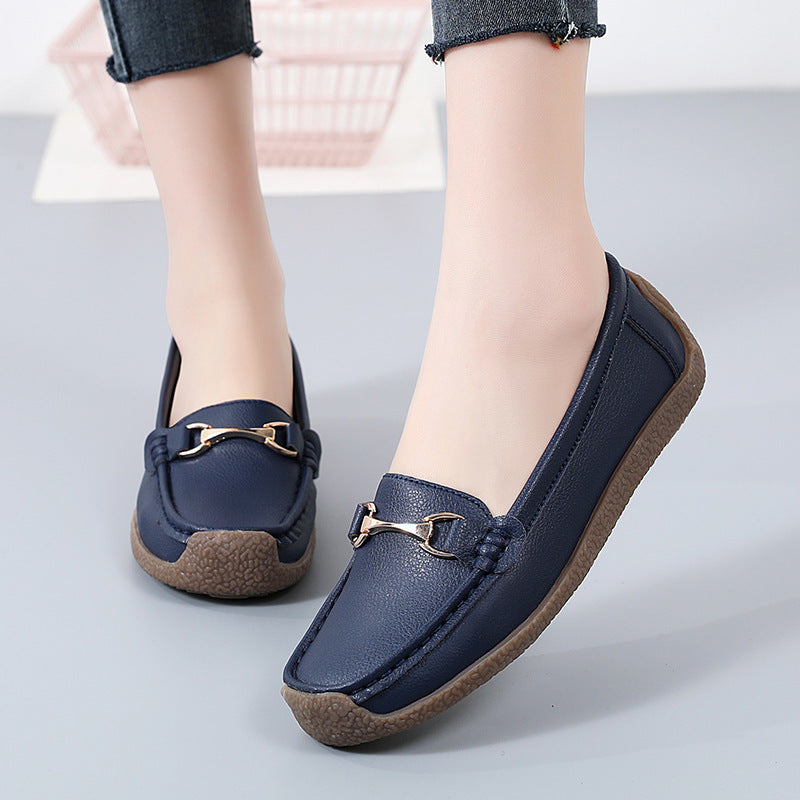 New Spring /autumn Women Flats Genuine Leather Moccasins Woman Casual Shoes Slip-on Loafers Female Boat Shoes Big Size 44