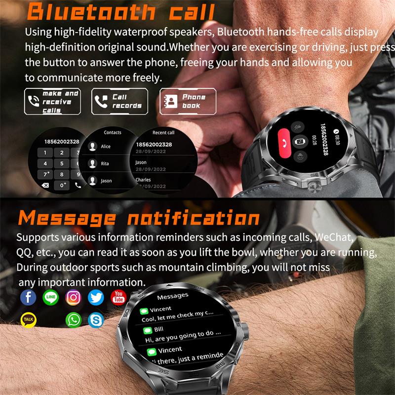 Outdoor Sport GPS Trajectory Smart Watch 1.85" HD Screen 710mAh Waterproof Watches Bluetooth Call Smartwatch Men For Android IOS