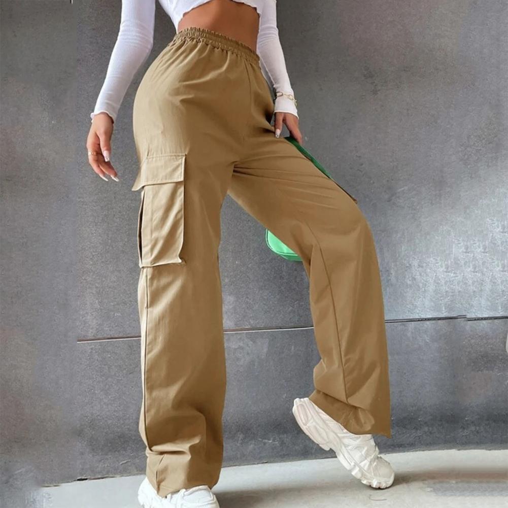 Women Cargo Trousers Korean Streetwear Women's Cargo Pants with Elastic Waist Wide Leg Casual Joggers Sweatpants with for Spring