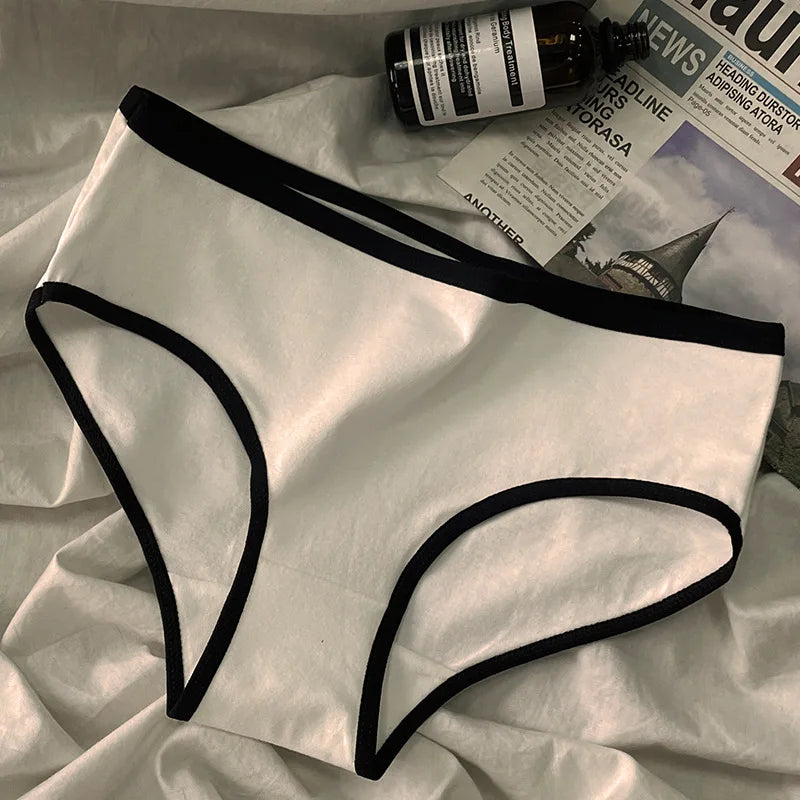 Women Panties Mid-Waist Cotton Solid Simple Sports Underwear Girls'S Briefs Comfortable Breathable Female's Lingerie