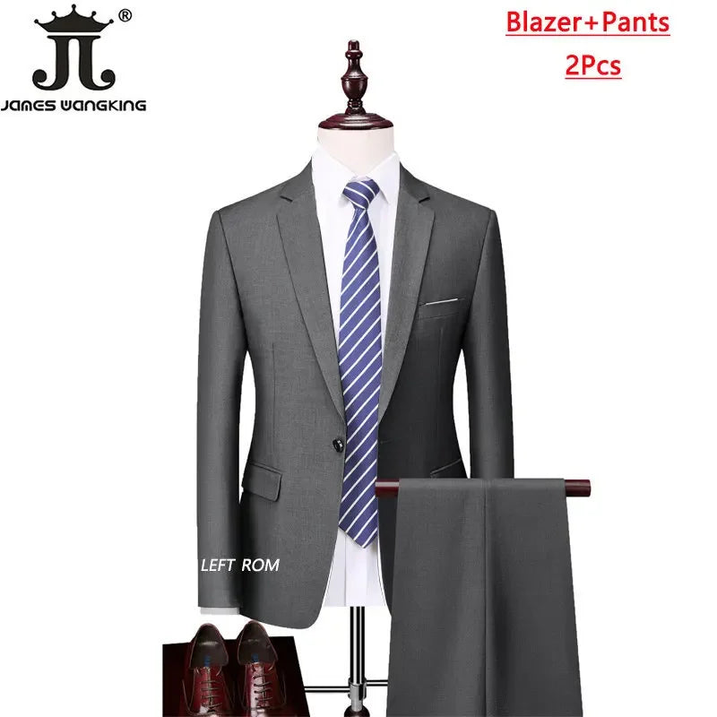 Jacket Vest Pants High End Brand Boutique Men's Formal Business Office Suit Groom Wedding Dress Suit Blazer Waist Coat Trousers