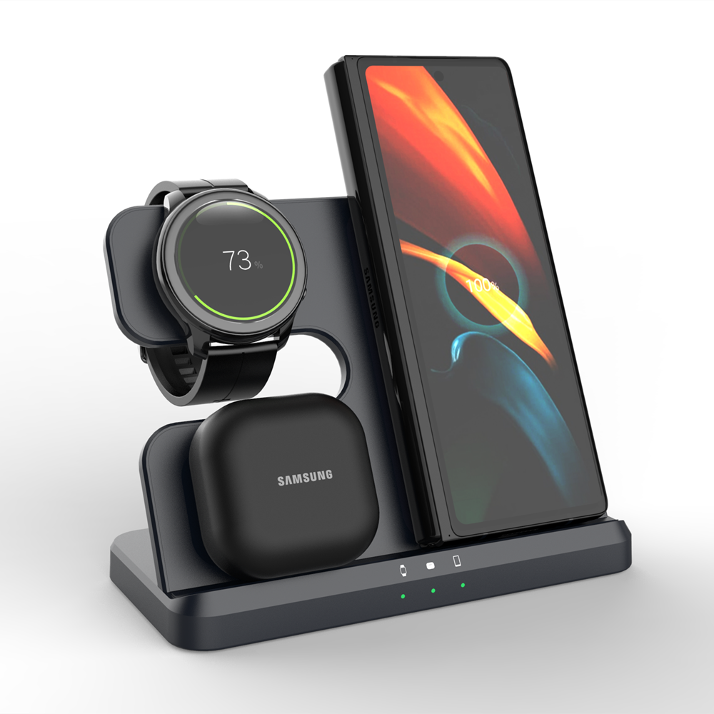 Wireless Charging Station for Samsung 3 in 1 Charger for Galaxy Watch 6/5/4/3/Active S23 Ultra Note20 Z Flip 5 Fold Galaxy Buds