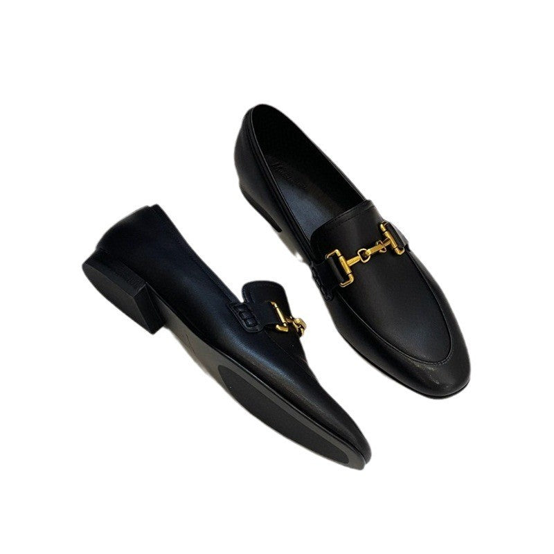 Classic Black Flat Loafers | Sheepskin Round Head Shoes | YourEAJ7