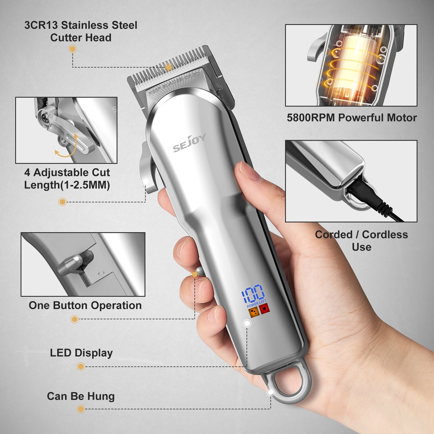 Electric Clipper Professional Rechargeable Hair Clippers Trimmer Household Low Noise Beard Machine Personal Care Haircut Tool