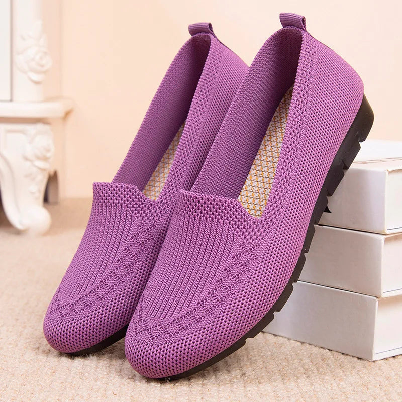 Casual Women's Shoes Summer Mesh Breathable Flat Ladies Comfort Light Sneaker Socks Women Slip on Loafers Zapatillas Muje