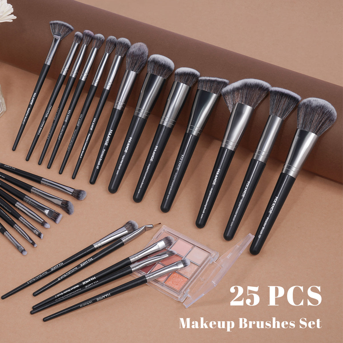 MAANGE 25Pcs Makeup Brush Set with 12Pcs Powder Puff Concealers Foundation Eyeshadow Brushes Sponge Set Fluffy Beauty Tools