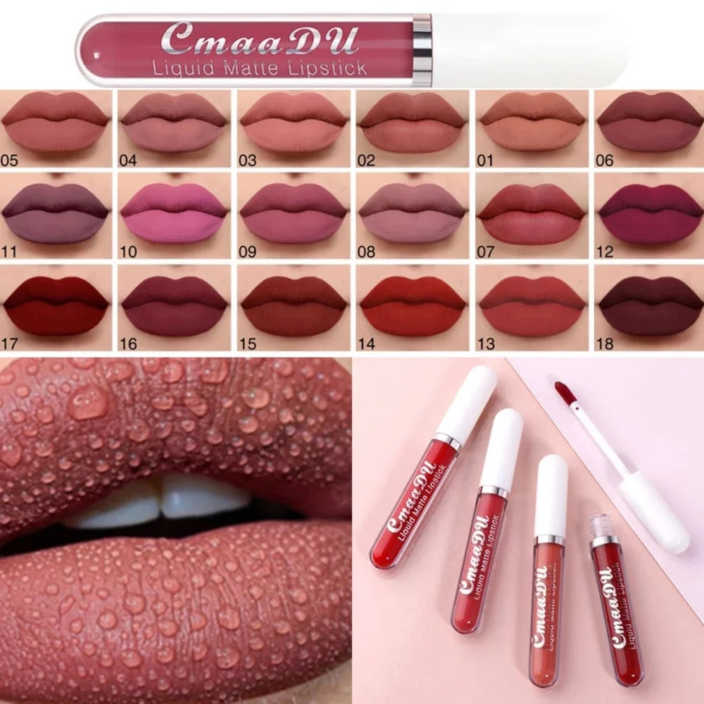 Sexy Long Lasting Velvet Matte Lip Gloss Liquid Lipstick Lip Makeup Women Beauty Red Nonstick Cup Waterproof Lip Gloss