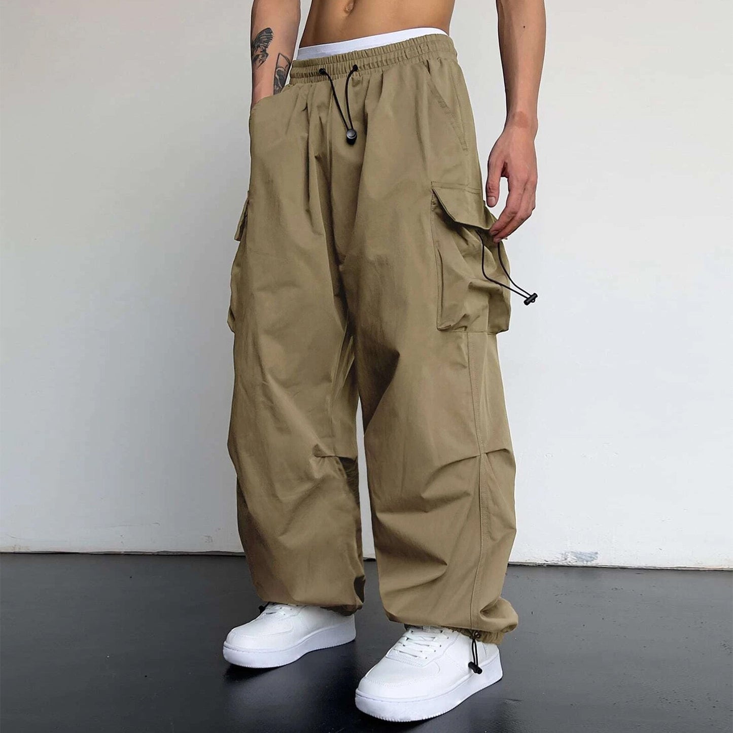 Y2K Streetwear Cargo Pants Men Casual Vintage Baggy Wide Leg Straight Trousers Jogger Big Pockets Oversize Overalls Sweatpants