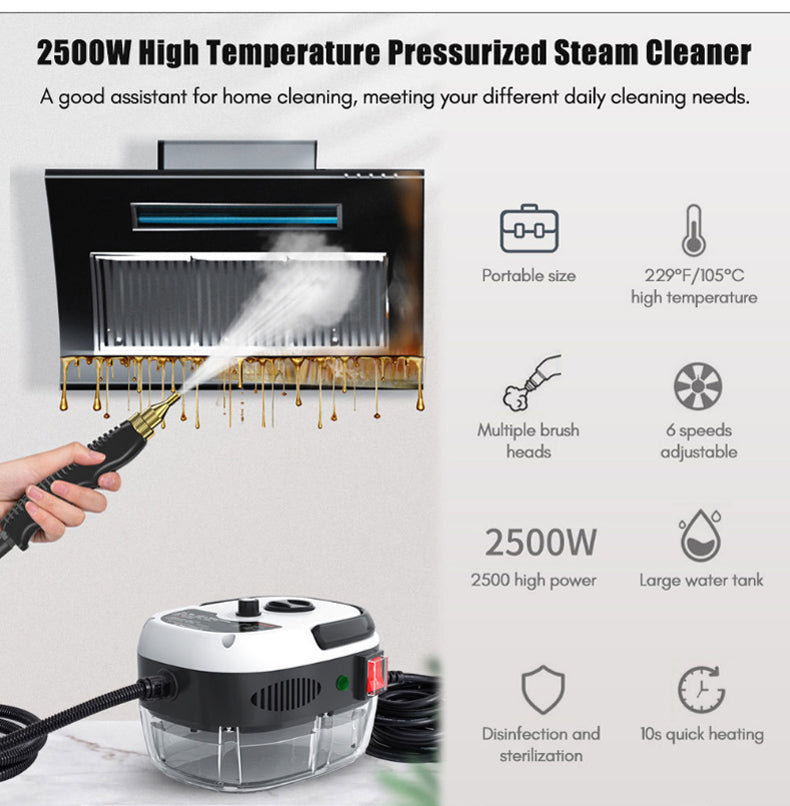 Steam Cleaner High Temperature Sterilization Air Conditioning Kitchen Hood Home /Car Steaming Cleaner US Plug /EU Plug 2500W