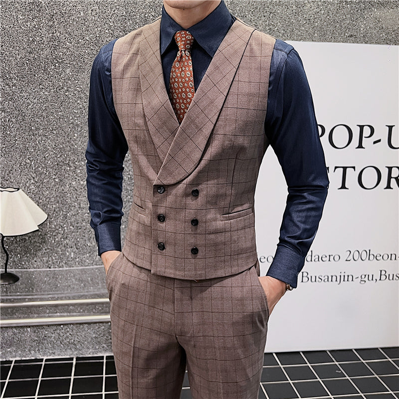 Double Breasted Plaid Suit | Men's Casual Vest | YourEAJ7