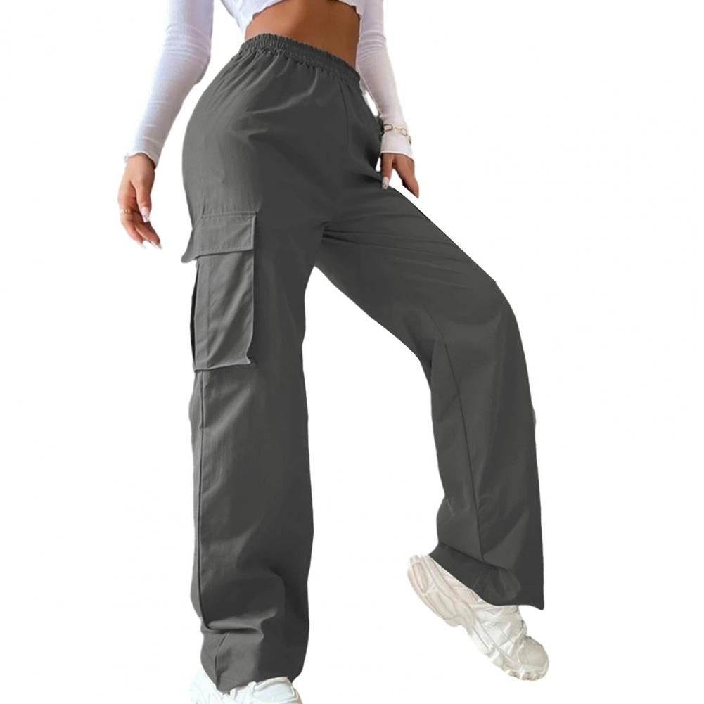 Women Cargo Trousers Korean Streetwear Women's Cargo Pants with Elastic Waist Wide Leg Casual Joggers Sweatpants with for Spring