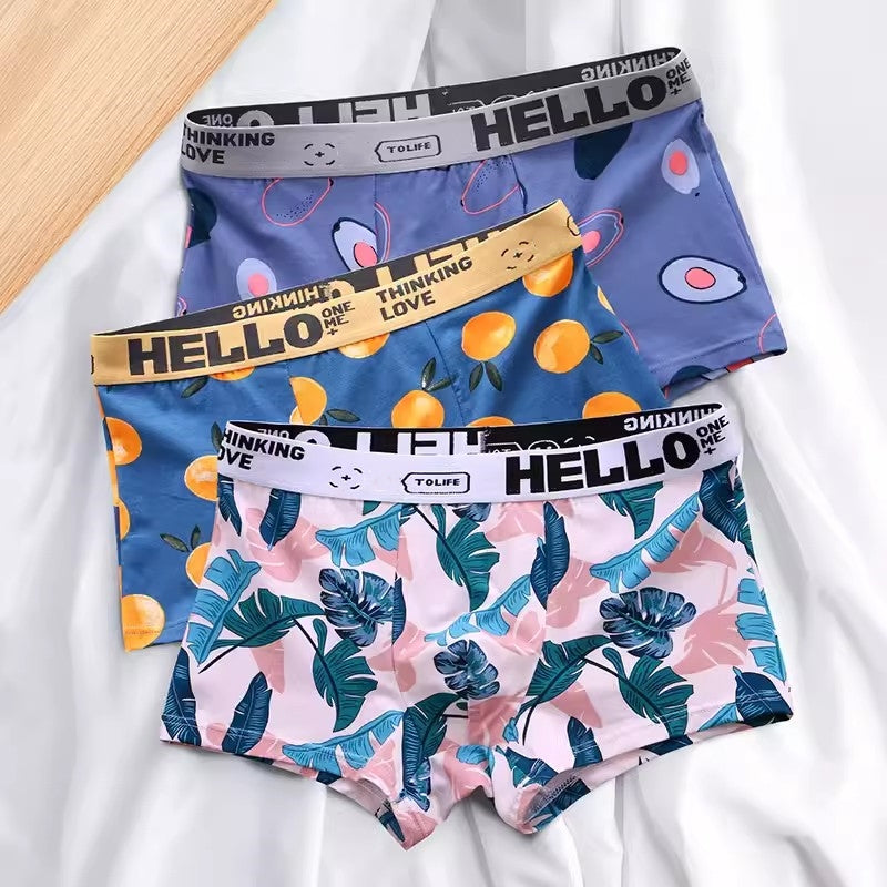 Men Underwear Boxer Shorts Men's Panties Cotton Boxer Men Cartoon Fruit Underpants Breathable Comfortable Moisture Male Boxers