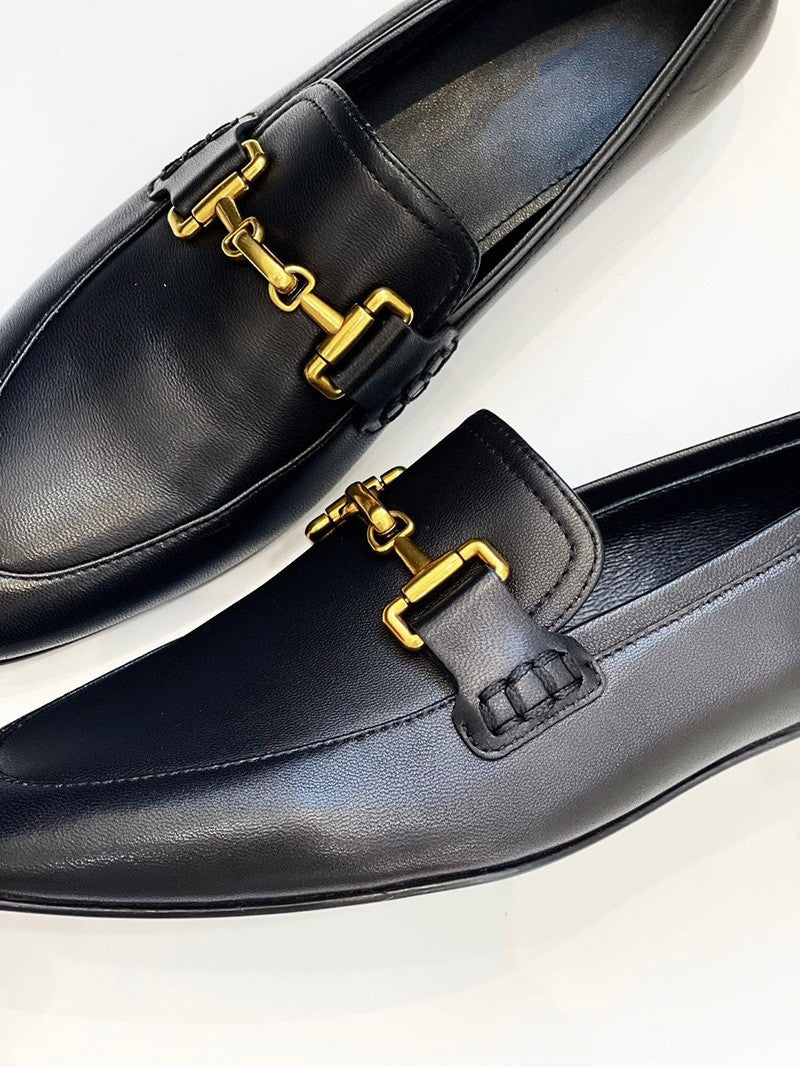 Classic Black Flat Loafers | Sheepskin Round Head Shoes | YourEAJ7