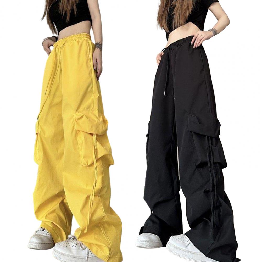 Women Cargo Pants Vintage-inspired Women's High Waist Cargo Pants with Drawstring Multiple Pockets for A Casual for Retro