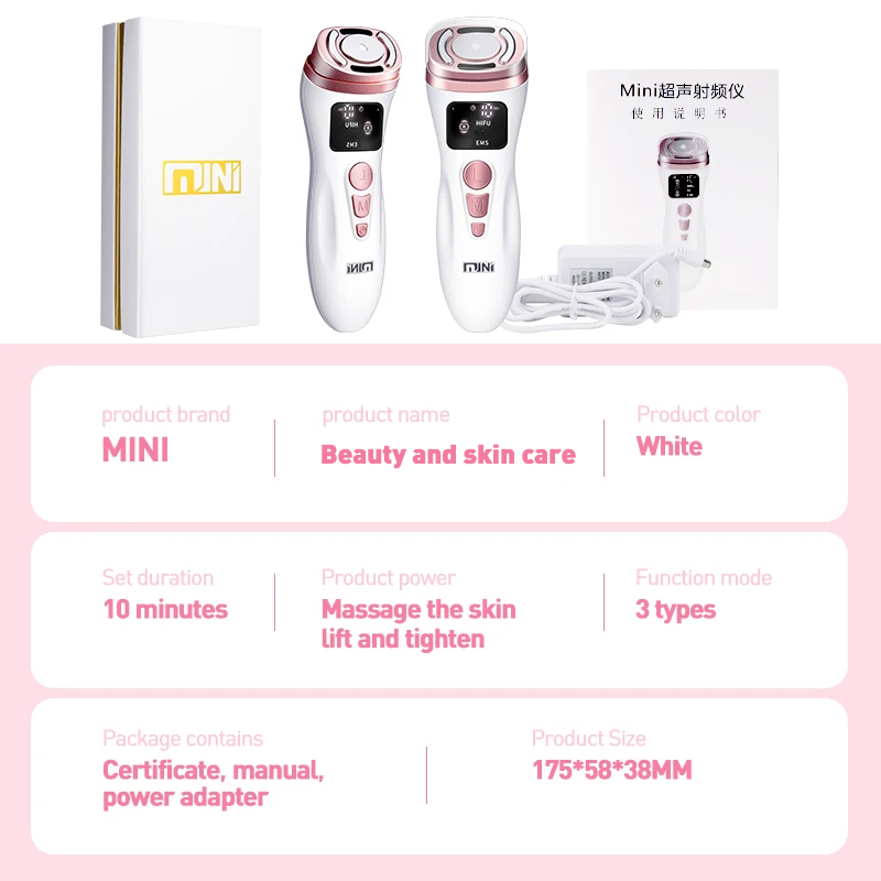 New mini HIFU ultrasonic machine EMS micro current facial beauty instrument firming skin care anti-wrinkle tool