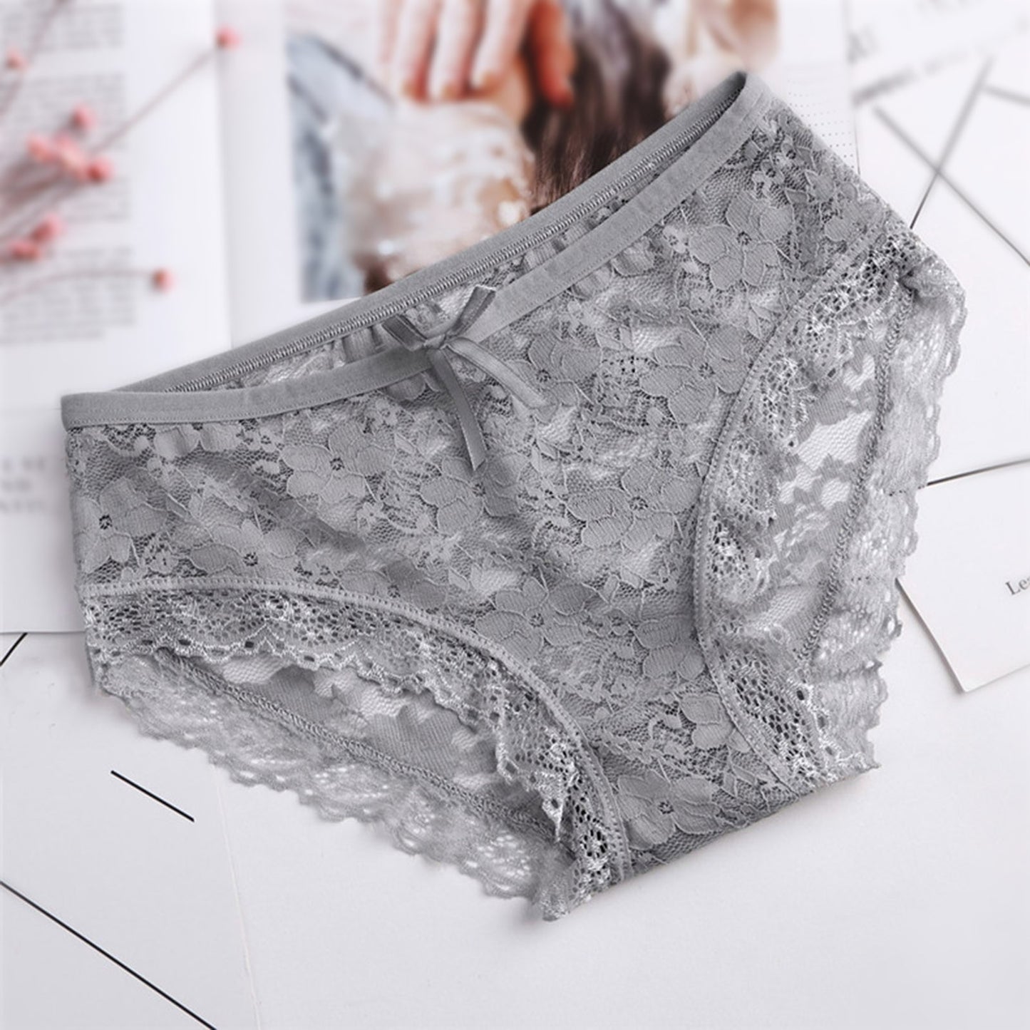 Women Lace Panties Underwear Sexy Hollow Out Women's Lace Sexy Panties Hollow Mesh Trousers Bow Low Waist Panties трусы женские