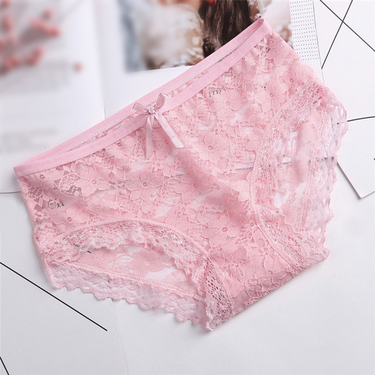 Women Lace Panties Underwear Sexy Hollow Out Women's Lace Sexy Panties Hollow Mesh Trousers Bow Low Waist Panties трусы женские