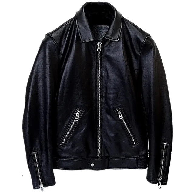 shipping.Casual YR!Free cheap black Spring short slim leather jacket. wholesales. quality men soft sheepskin clothes .drop-ship