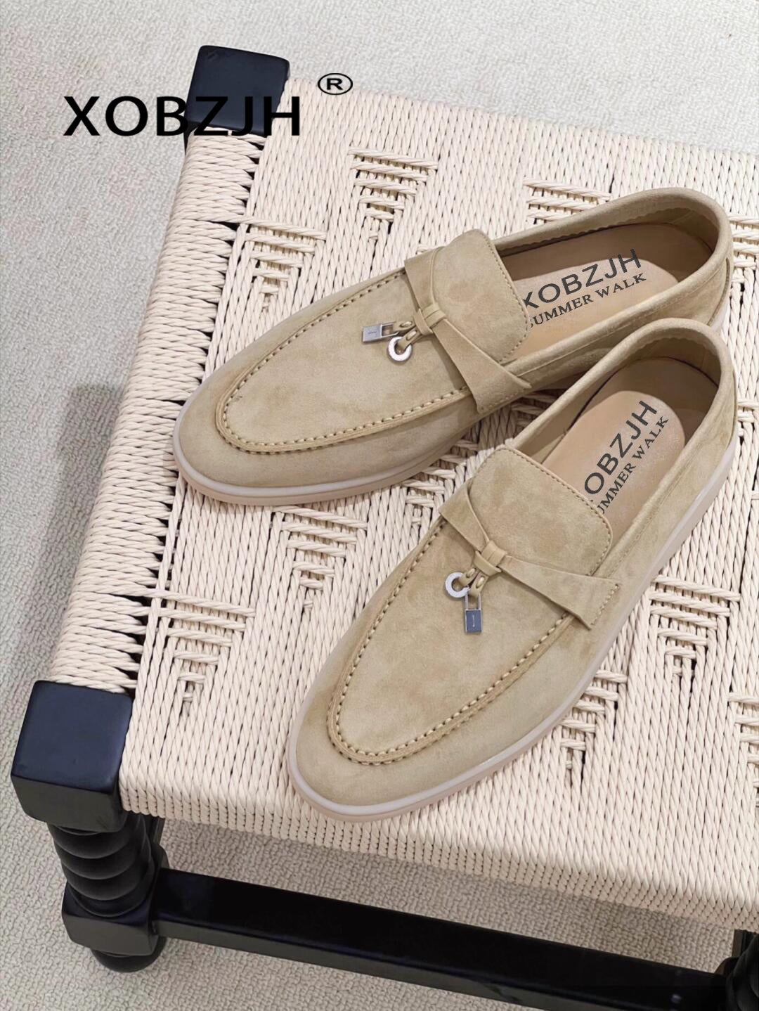 Summer Walk Women Loafers Moccasines Suede Shoes Spring Autumn Fashion CausaleLeather Metal Pendant Flat Shoes Lazy SlipOn Mules