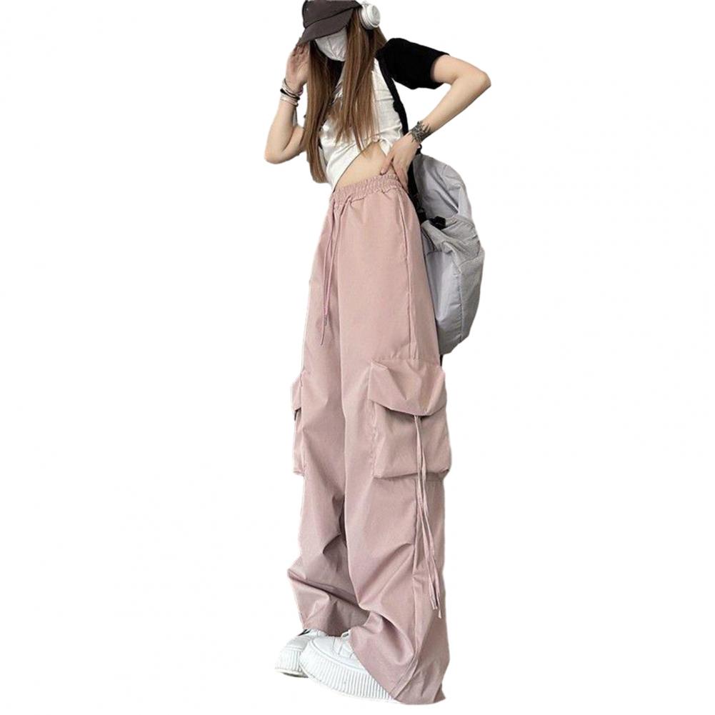 Women Cargo Pants Vintage-inspired Women's High Waist Cargo Pants with Drawstring Multiple Pockets for A Casual for Retro