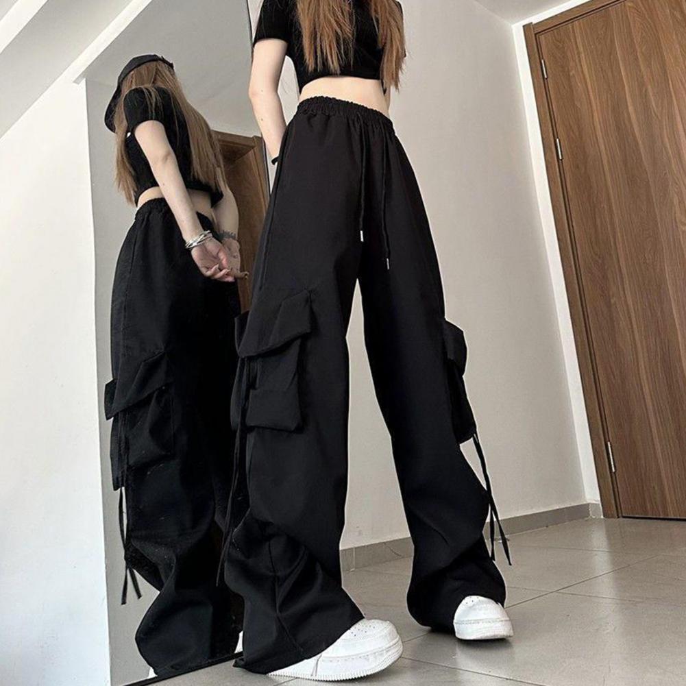 Women Cargo Pants Vintage-inspired Women's High Waist Cargo Pants with Drawstring Multiple Pockets for A Casual for Retro