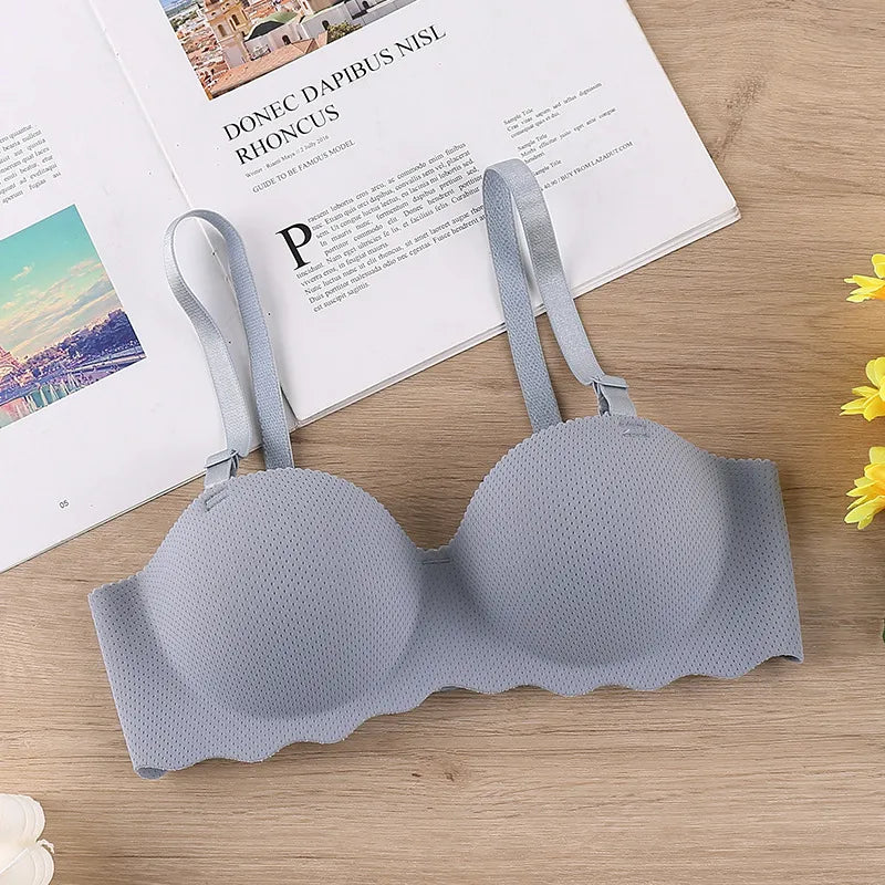 Sexy Bras Push Up Seamless Underwear for Women Solid Color Wireless Lingerie One-pieces Gather Convertible Straps Brassiere