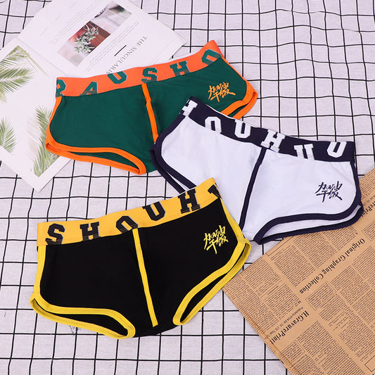 Cotton Youth Boxer Shorts Comfortable Breathable Underwear Men Personalized Lingerie Color Matching Large Male Fashoin Underpant