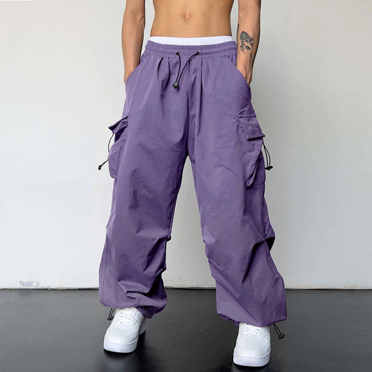 Y2K Streetwear Cargo Pants Men Casual Vintage Baggy Wide Leg Straight Trousers Jogger Big Pockets Oversize Overalls Sweatpants