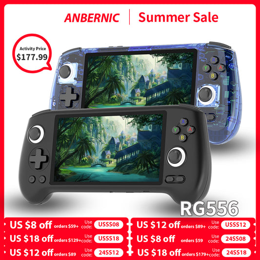 ANBERNIC RG556 Retro Handheld Game Console Android 13 System 5.48 inch AMOLED Screen T820 Video Player Built-in Hall Trigger Fan